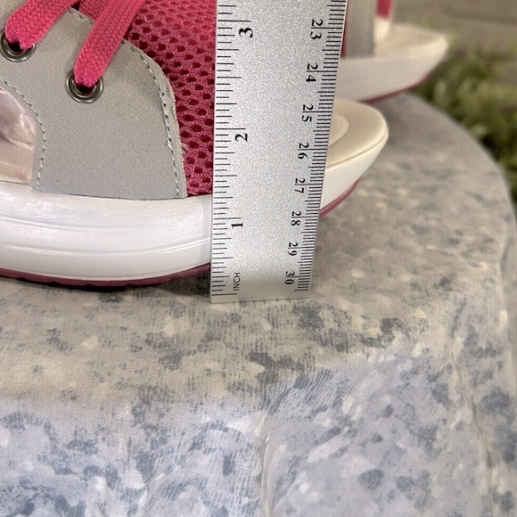 FASHION - Pink & Gray Mesh Knit Open Toe Platform Muffin Sandals WMS 7M🩷NWOT🩶 - Picture 10 of 11